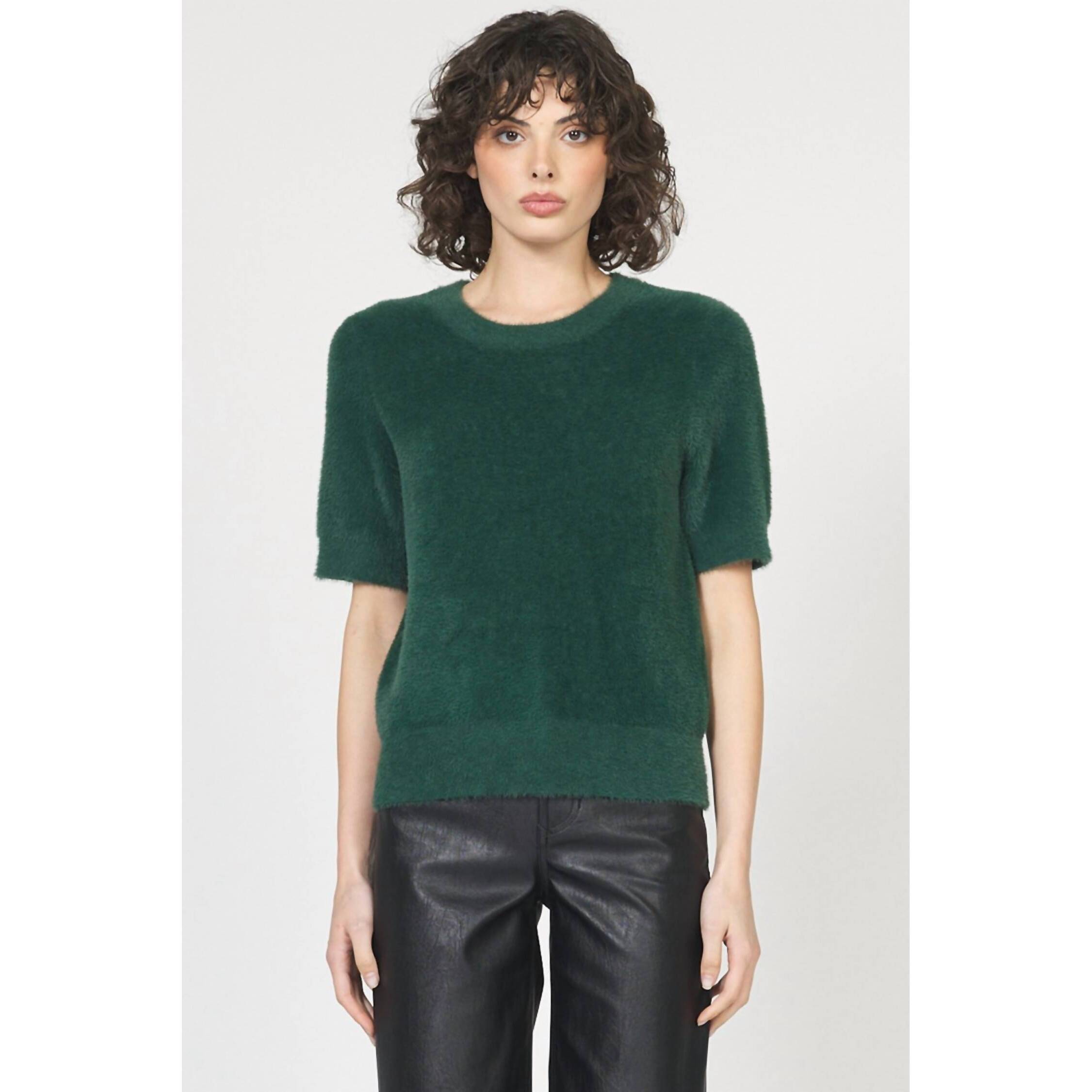 New Dear John Denim Susie Crew Neck Short Sleeve Sweater Top In Rainforest